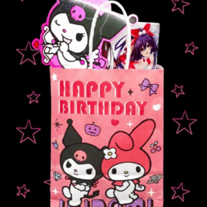 Розова подаръчна торбичка Kuromi и My Melody за рожден ден - Hover Image