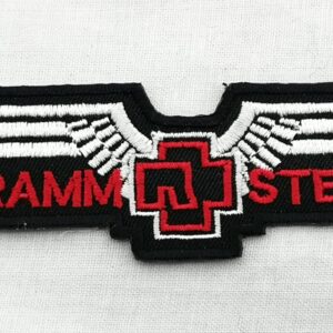 Текстилна нашивка Rammstein с висококачествена бродерия и бели крила