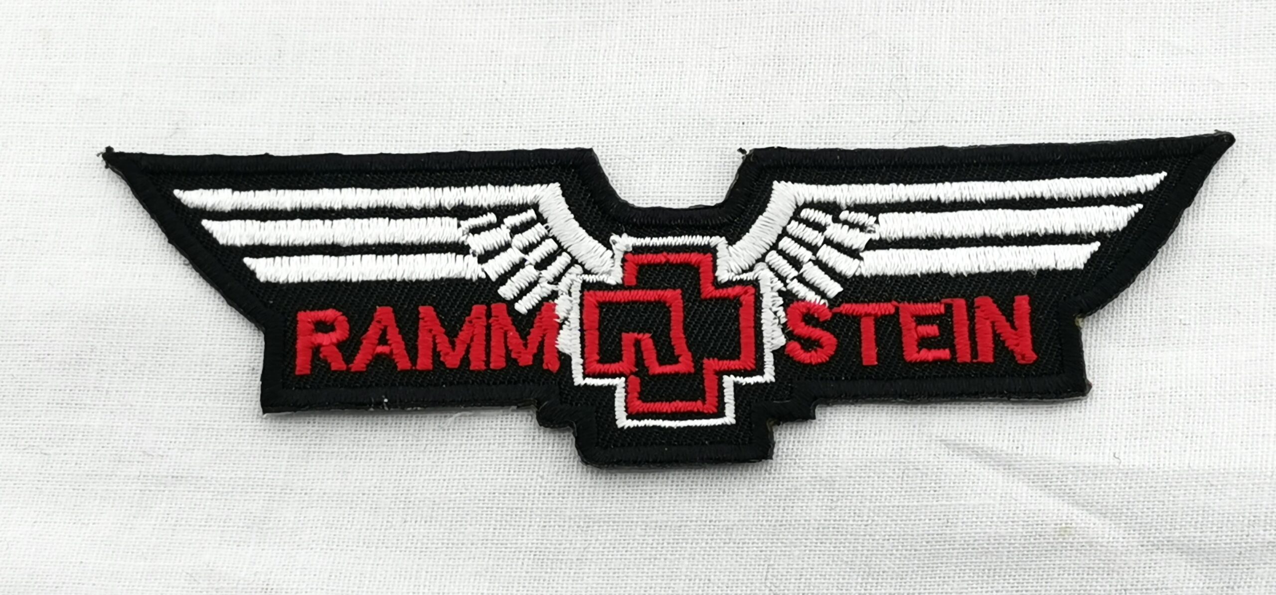 Текстилна нашивка Rammstein с висококачествена бродерия и бели крила