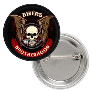Метална рокерска значка Bikers Brotherhood с череп, крила и бутало