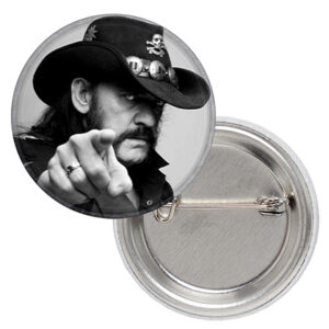 Метална значка за дрехи Lemmy Kilmister с черно-бял портрет и диаметър 25 мм