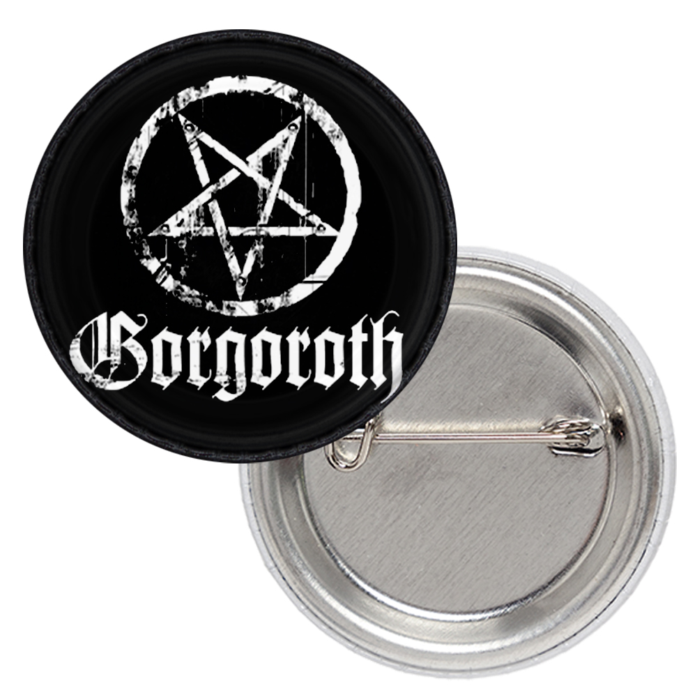 Метална значка за дрехи Gorgoroth с пентаграма и лого 25 мм за фенове