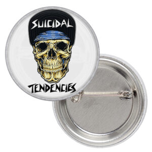 Метална значка за дрехи Suicidal Tendencies 25 мм с череп и синя бандана