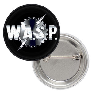Метална значка за дрехи W.A.S.P. с дизайн на циркулярен диск 25 мм за рок фенове