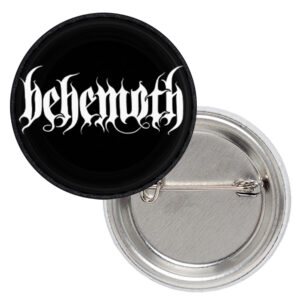 Черна метална значка за дрехи Behemoth 25 мм с бяло лого на групата