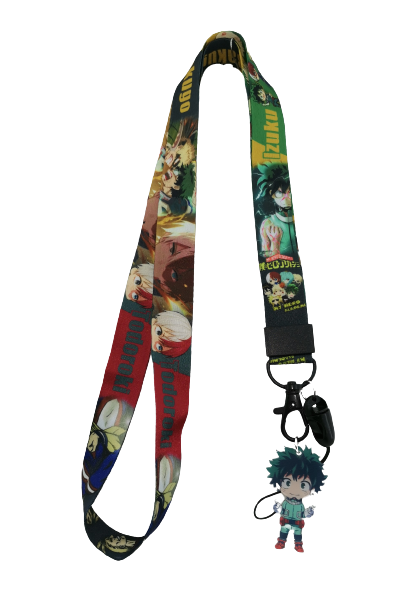 Цветна връзка за врат на My Hero Academia с Деку и PVC лого
