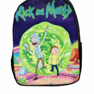Черна раница Rick and Morty с принт на Рик и Морти на предния панел