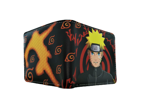 Аниме портфейл Naruto с изображение на Наруто Узумаки и силует в режим на Деветте опашки