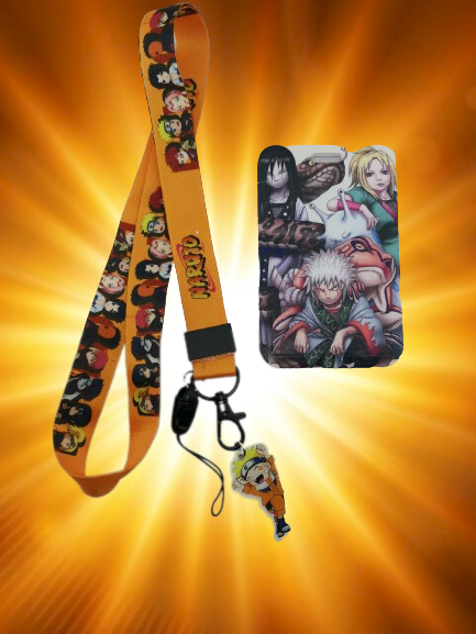 Аксесоар за врат с бадж Naruto с фигурка и холдер за карти