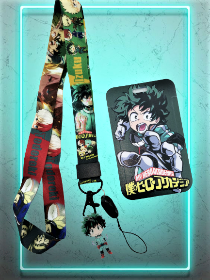 Аксесоар за врат с бадж My Hero Academia с PVC фигурка на Изуку Мидория и холдер