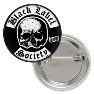 Кръгла метъл значка Black Label Society с череп и лого за фенове