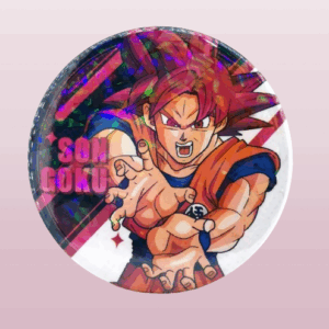 Холограмна значка Сон Гоку в Super Saiyan God форма от анимето Dragon Ball