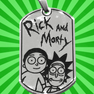 Медальон Rick and Morty стомана с принт на Рик Санчес и Морти Смит
