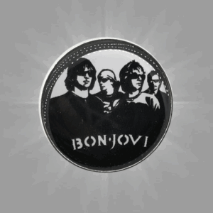 Кръгли метални брошки за дрехи с черно-бял портрет на групата Bon Jovi