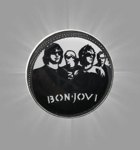 Кръгли метални брошки за дрехи с черно-бял портрет на групата Bon Jovi