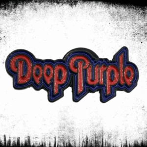 Метални брошки за дрехи с червеното лого на Deep Purple и сини очертания