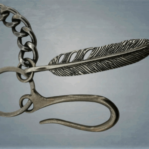 Метална верига за панталон с висулка перо - Hover Image