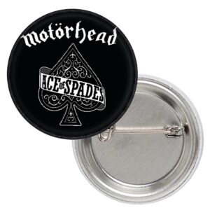 Метална значка на Motorhead с дизайн Ace of Spades и черен фон