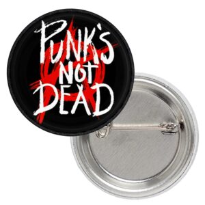Метална значка за дрехи Punks Not Dead с червен символ на анархията 25 мм