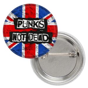 Метална значка Punks Not Dead с британски флаг и размери 25 мм за якета