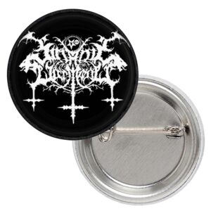 Черна метална значка за дрехи Satanic Black Metal с лого и обърнати кръстове 25 мм