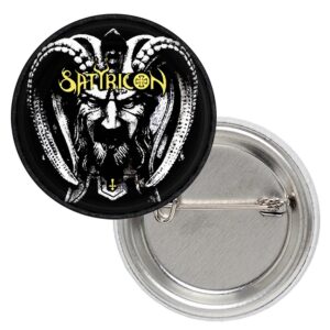 Метална значка на Satyricon с дизайн Volcano и жълто лого