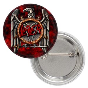 Метална значка на Slayer с лого орел върху червен фон за дрехи