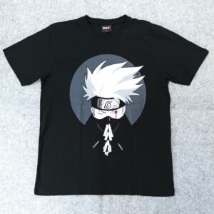 Черна тениска Kakashi Hatake от Naruto манга дизайн