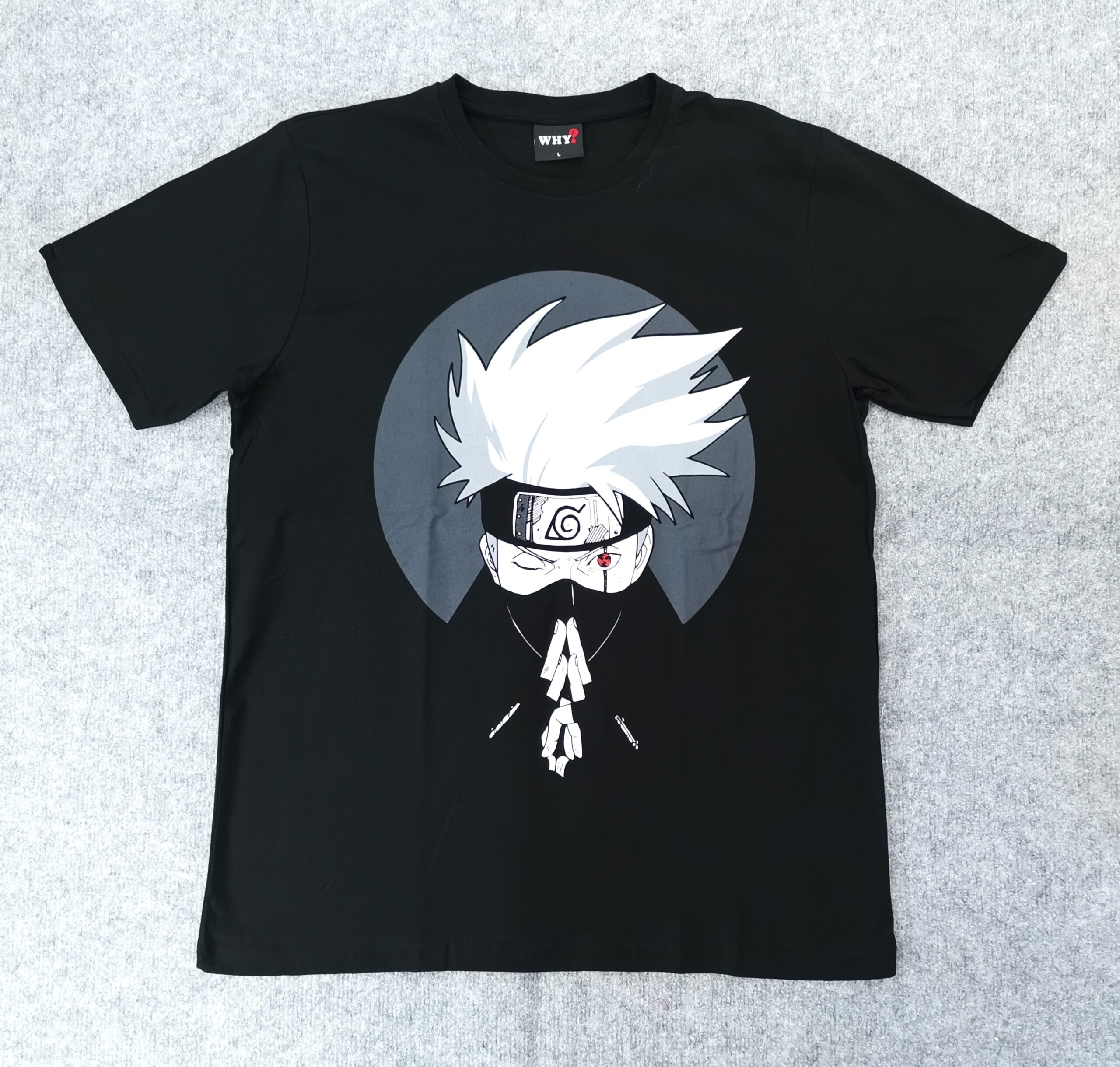 Черна тениска Kakashi Hatake от Naruto манга дизайн