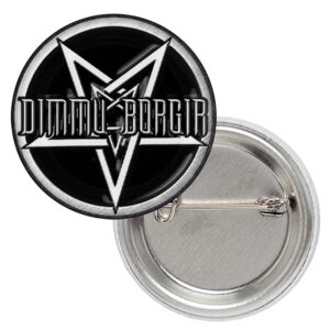 Метална значка на Dimmu Borgir с пентаграм и лого