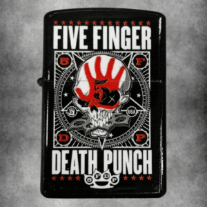 Черна zippo запалка на Five Finger Death Punch с череп и логото 5FDP