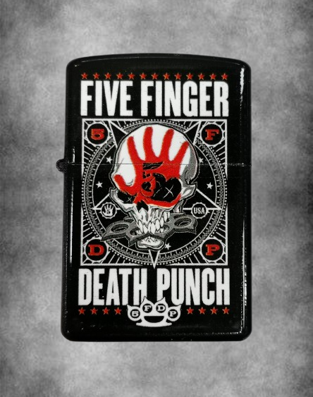 Черна zippo запалка на Five Finger Death Punch с череп и логото 5FDP
