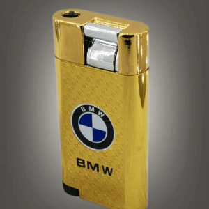 златиста газова запалка bmw с лого и ветроустойчив пламък