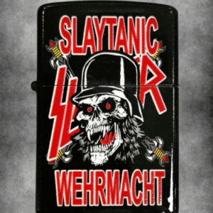 Черна zippo запалка на Slayer с череп и надпис Slaytanic Wehrmacht