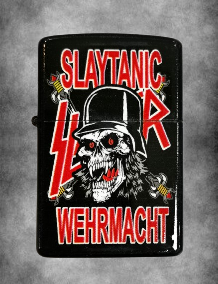 Черна zippo запалка на Slayer с череп и надпис Slaytanic Wehrmacht