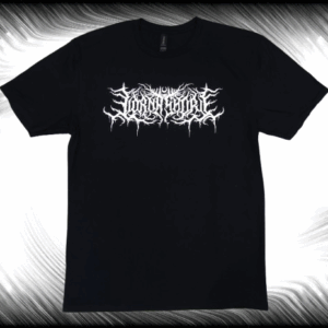 Черна метъл тениска Lorna Shore с детайлно бяло лого на бандата