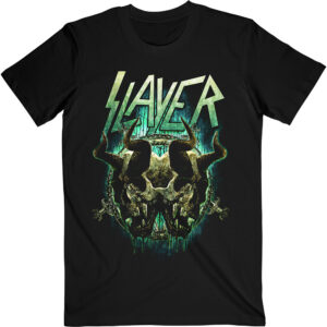 Оригинална тениска Slayer с двоен череп и зелено лого