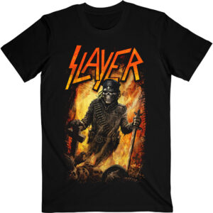 Тениска на Slayer Skeleton Soldier със скелет в пламъци