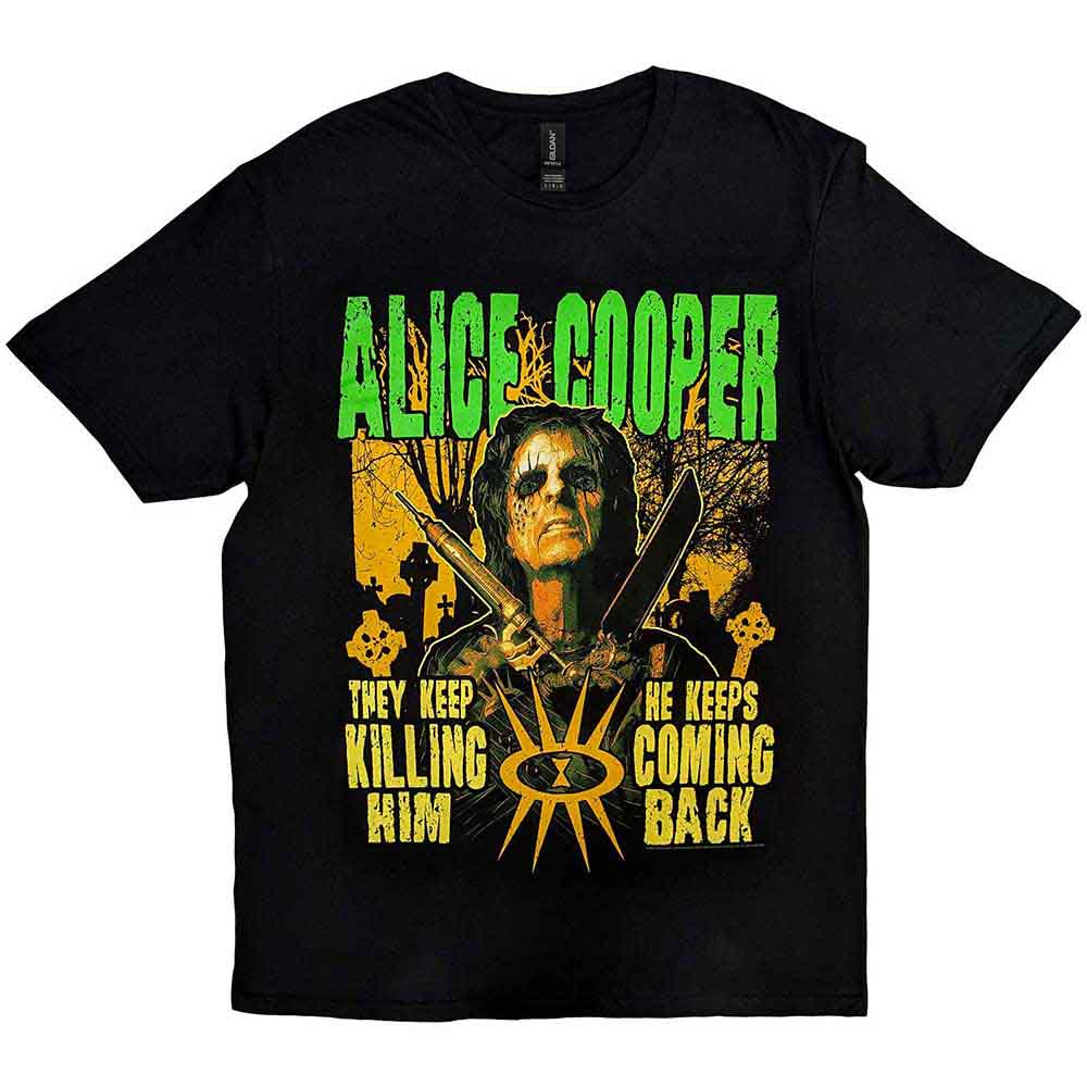 Тениска на Alice Cooper He Keeps Coming Back с гробищни мотиви