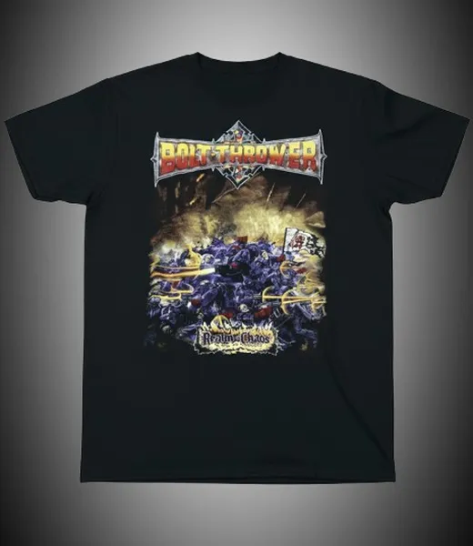 Черна метъл тениска Bolt Thrower с цветна обложка на албума Realm of Chaos