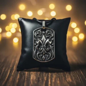 Висулка Dog Tag лилия масивен дизайн сребриста