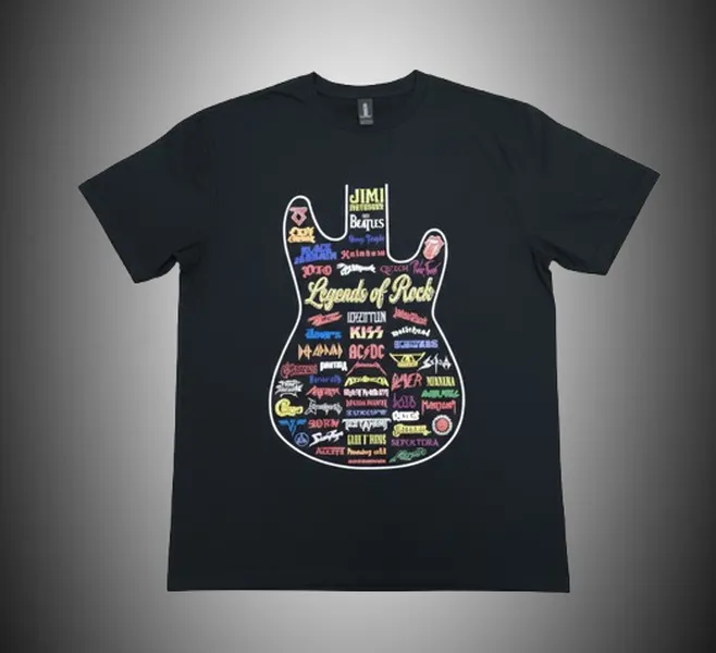 рок тениска Legends of Rock Guitar черна с китара от лога