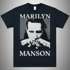 метъл тениска Marilyn Manson Portrait черна с портрет