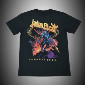 метъл тениска Judas Priest Invincible Shield черна с войн