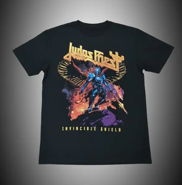 метъл тениска Judas Priest Invincible Shield черна с войн