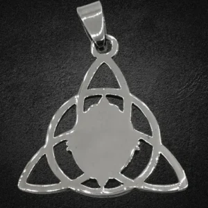 Келтски медальон Triquetra със син опал от медицинска стомана - Hover Image