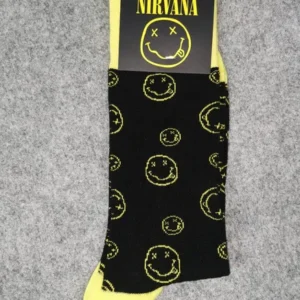 Черни гръндж чорапи Nirvana със Smiley Face - Hover Image
