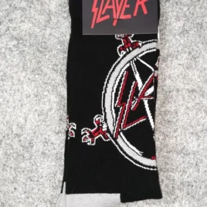 Черни метъл чорапи Slayer с пентаграм и лого - Hover Image