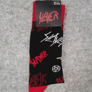 Черни траш метъл чорапи Slayer с лога и пентаграми - Hover Image