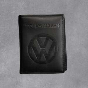 Мъжко портмоне от естествена кожа с Volkswagen и релефно лого на лицевата страна